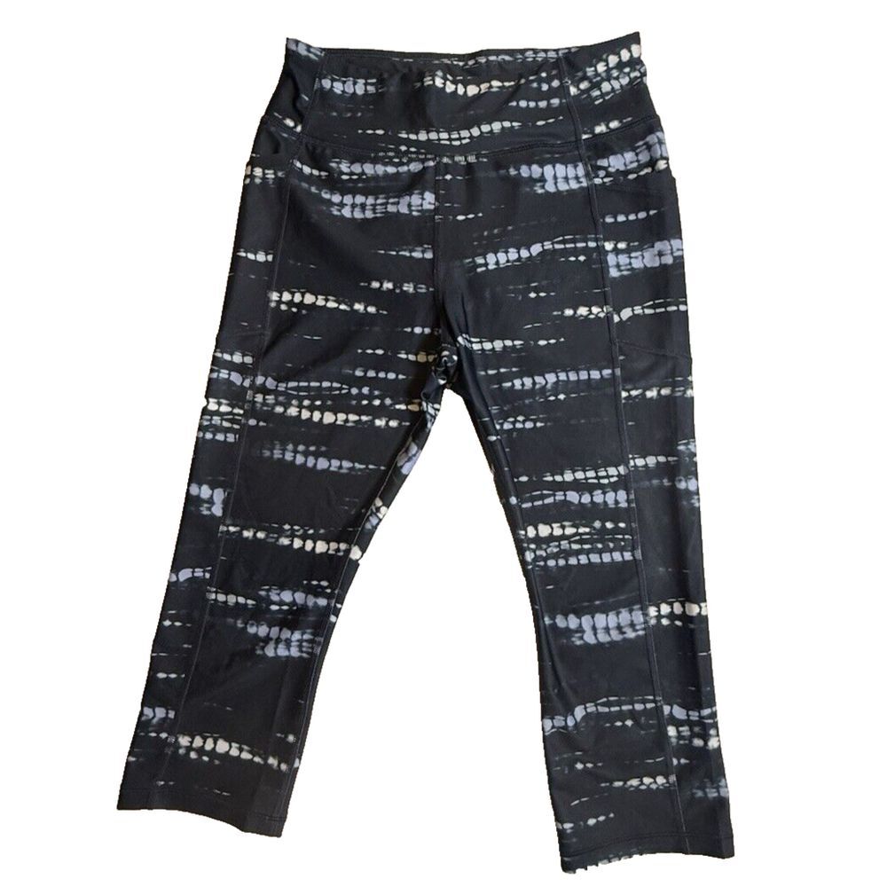 AVIA Athletic Leggings Navy and White Abstract Pattern Size Large -439